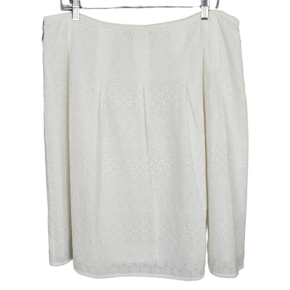 Nine West Size 14 Skirt Eyelet Embroidered Tie Belt Feminine CottageCore NWT